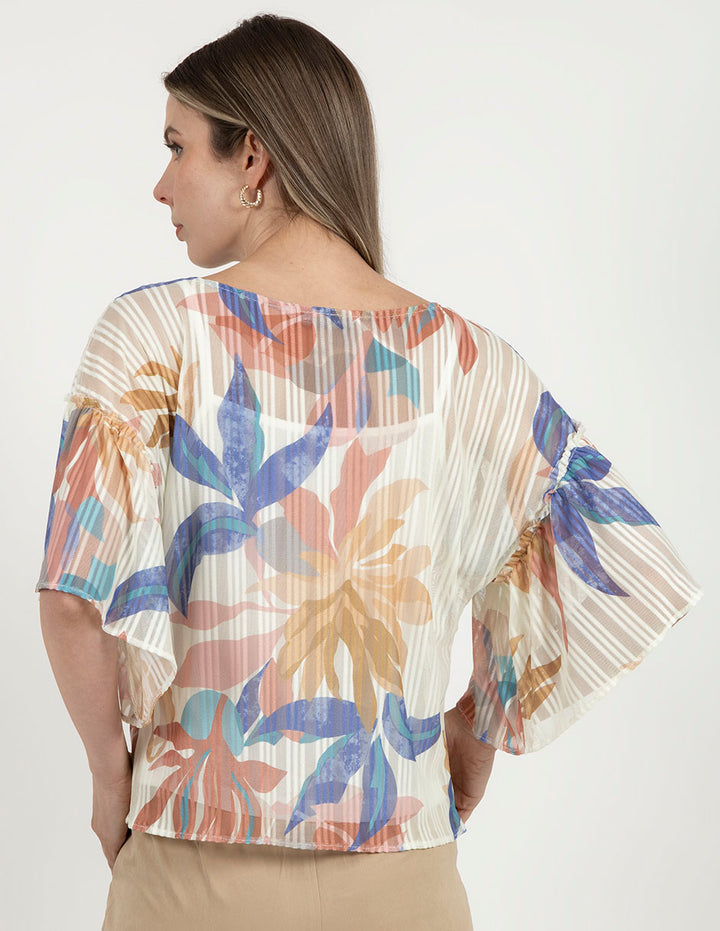 Blusa de manga corta con estampado floral