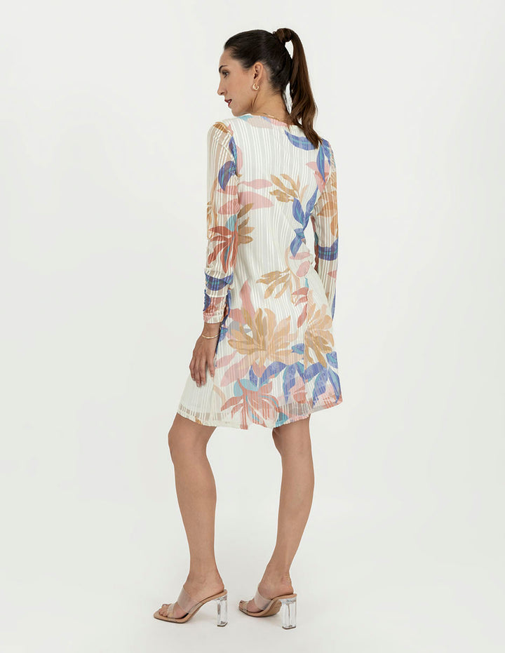 Vestido corto de manga larga multicolor