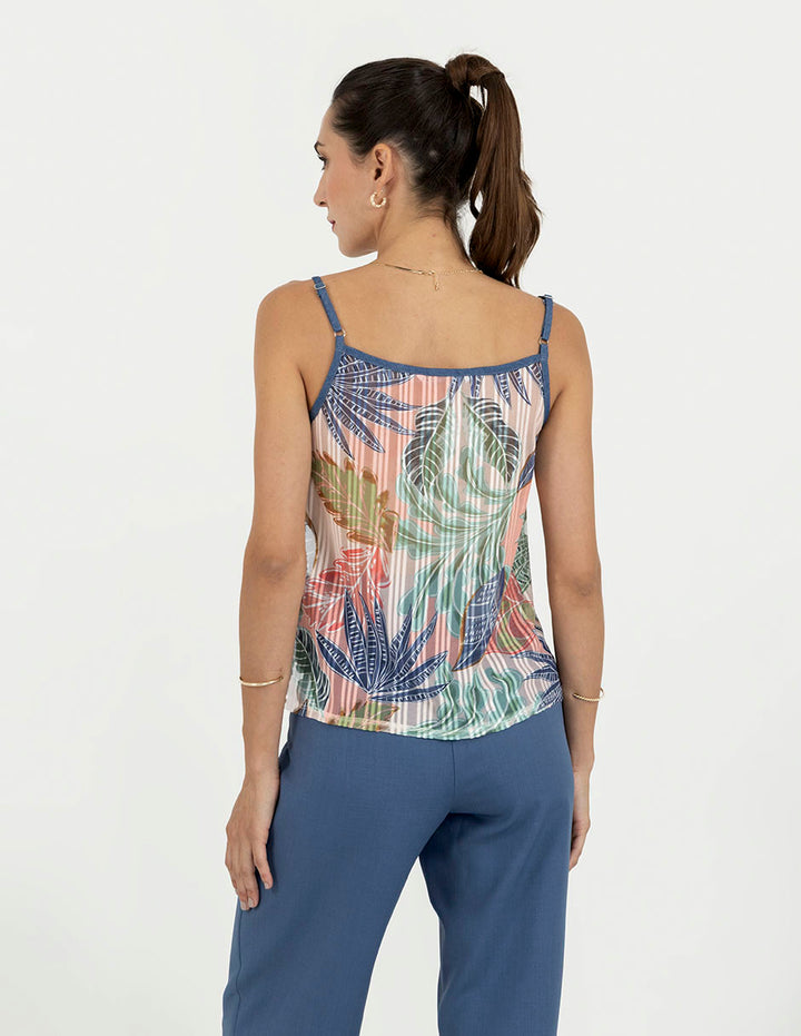 Blusa sin mangas multicolor cuello V