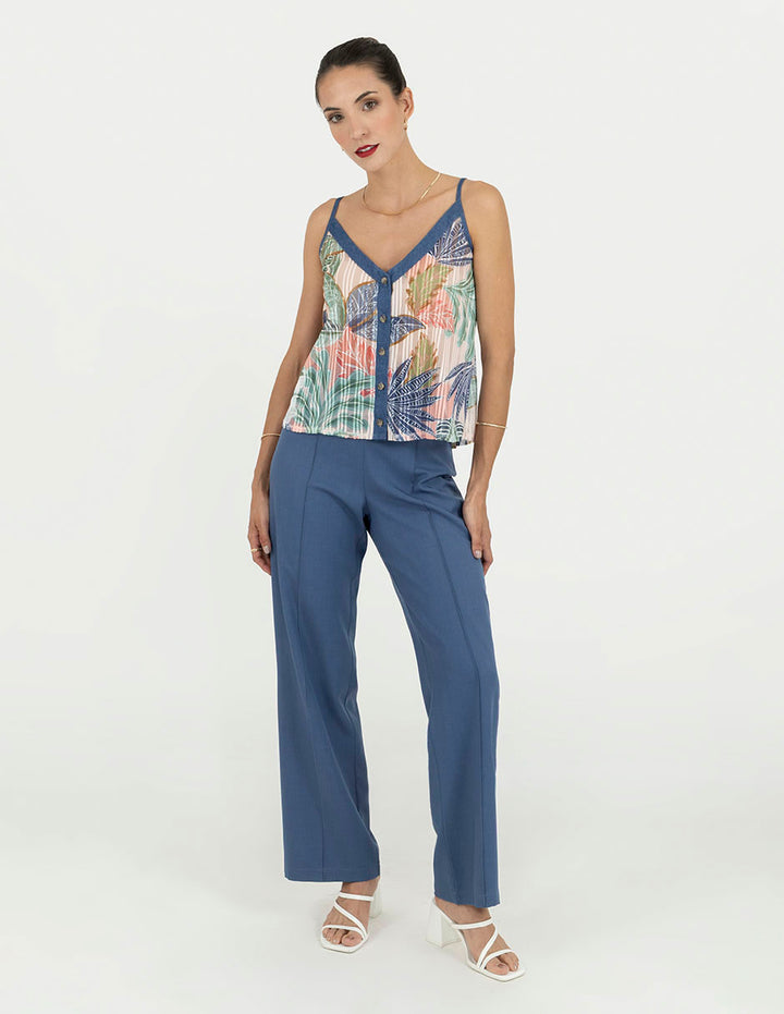 Blusa sin mangas multicolor cuello V