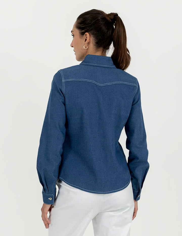 Camisa azul  tipo mezclilla de algodón