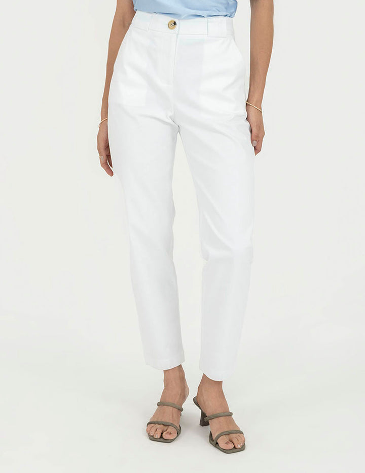 Pantalón blanco recto a la cintura