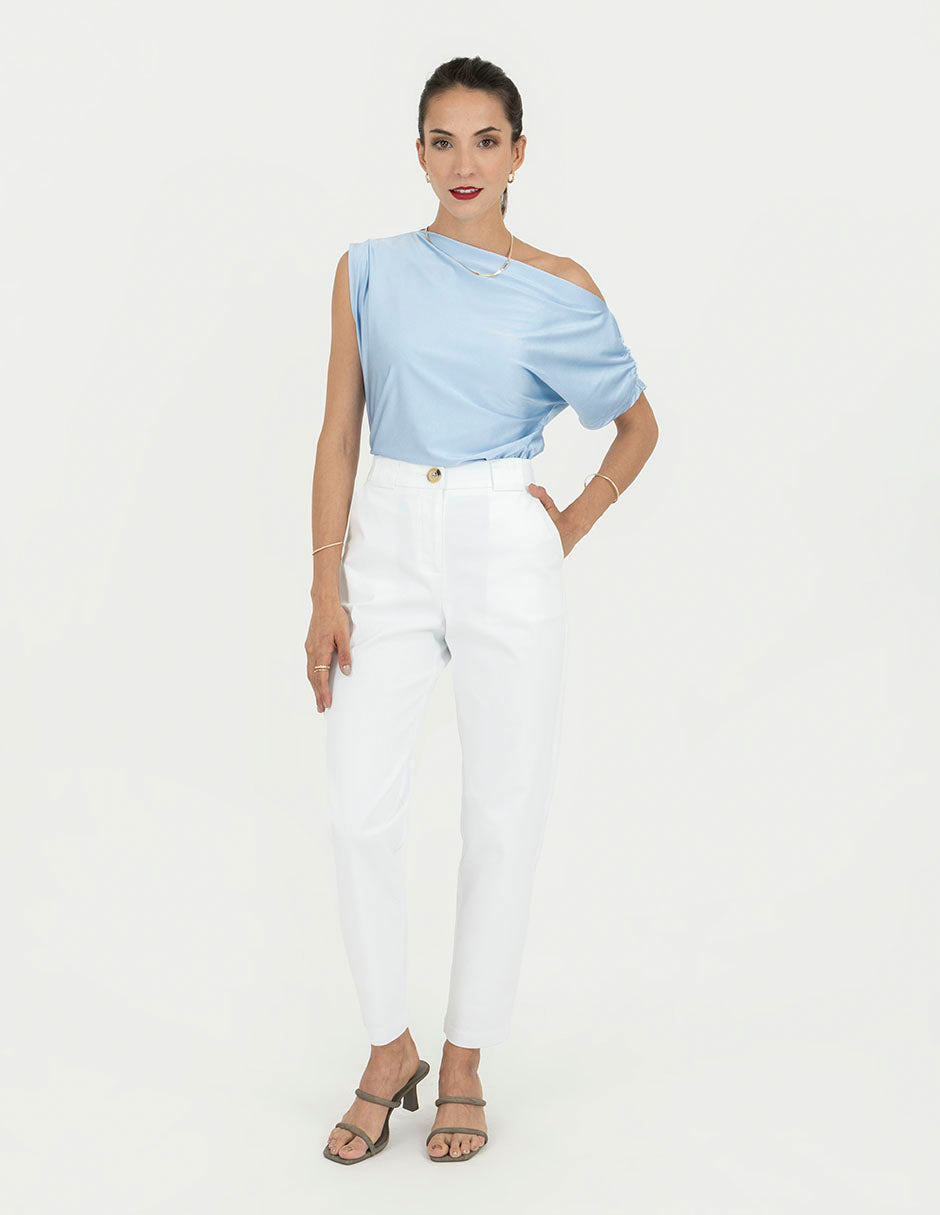 Pantalón blanco recto a la cintura