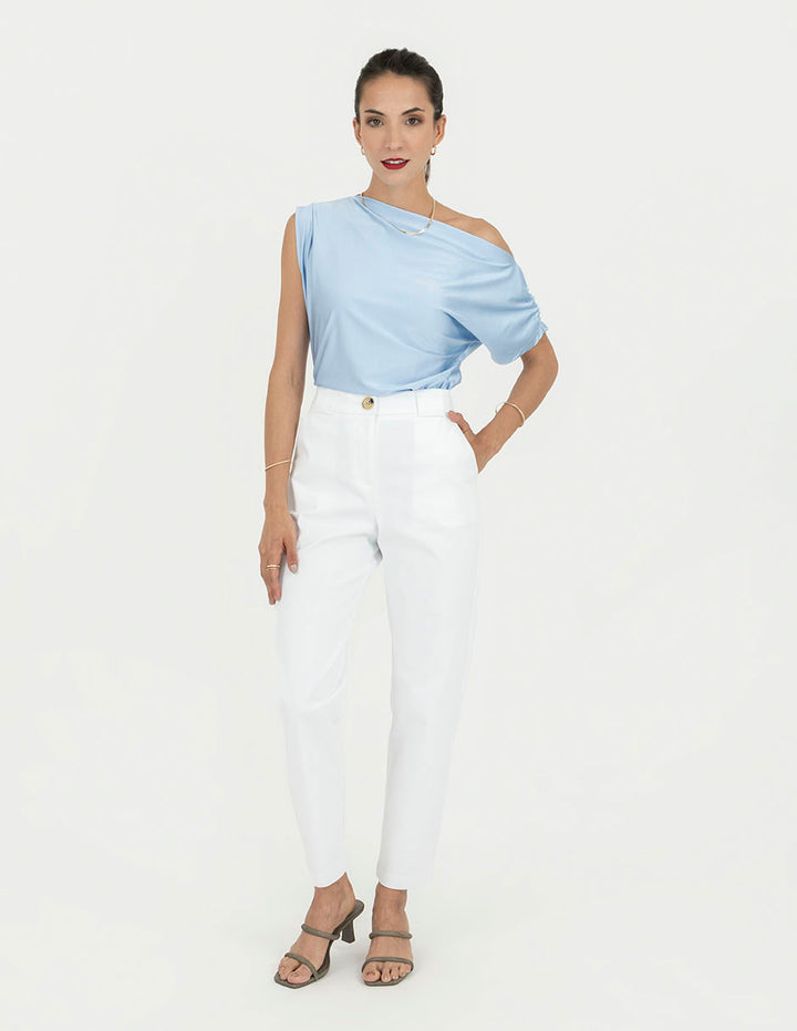Pantalón blanco recto a la cintura