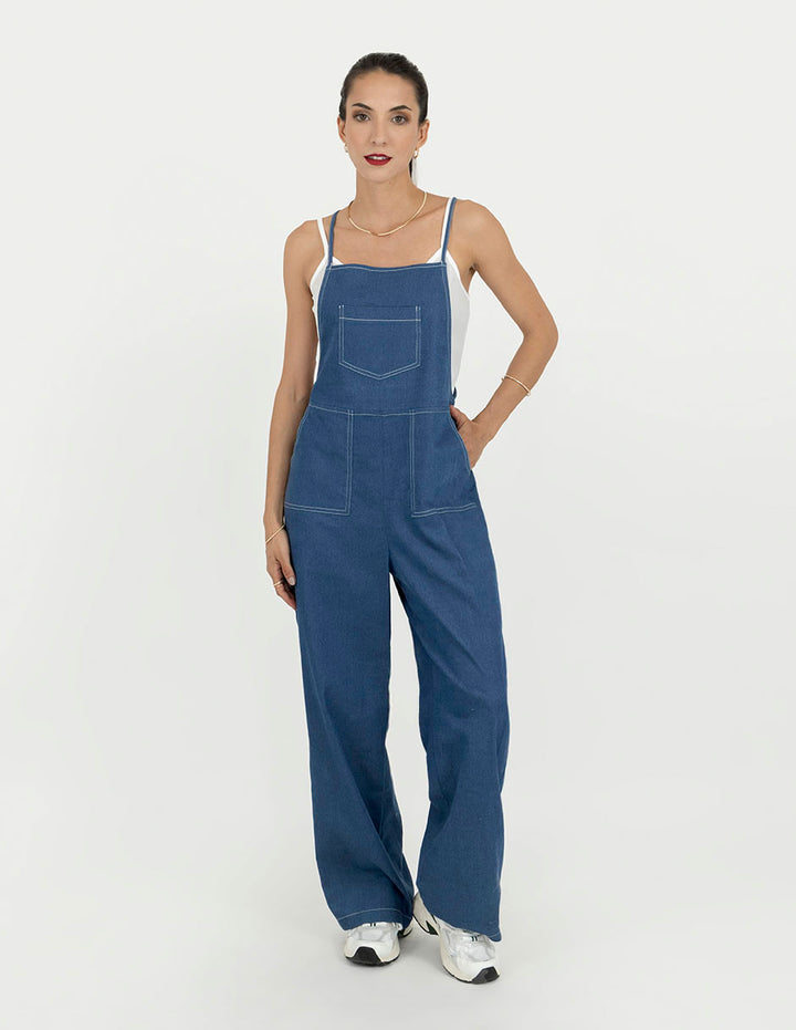 Jumpsuit estilo overol demin de algódón