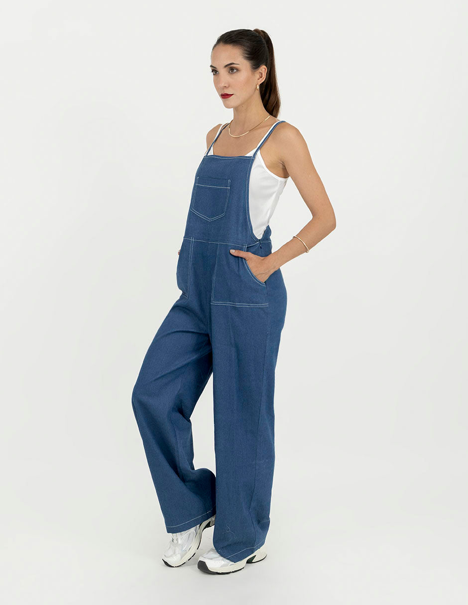 Jumpsuit estilo overol demin de algódón