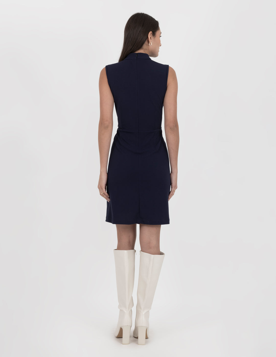 Vestido azul marino de vestir con detalle de cinturón