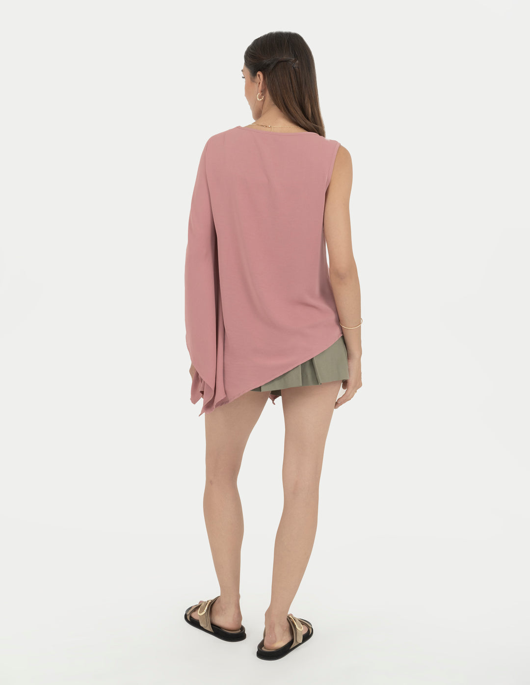 Blusa rosa asimétrica de vestir