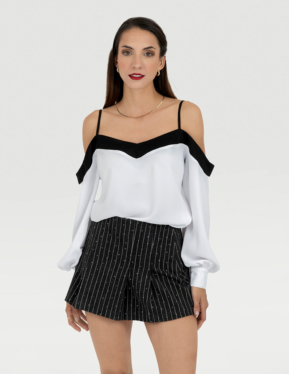 Blusa de tirantes bicolor