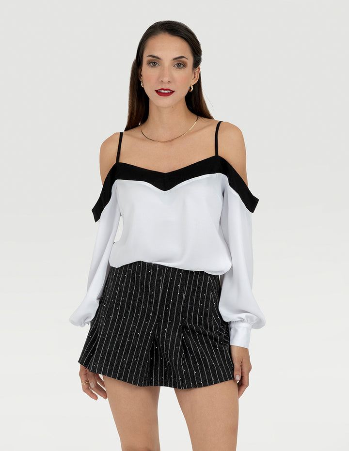 Blusa de tirantes bicolor