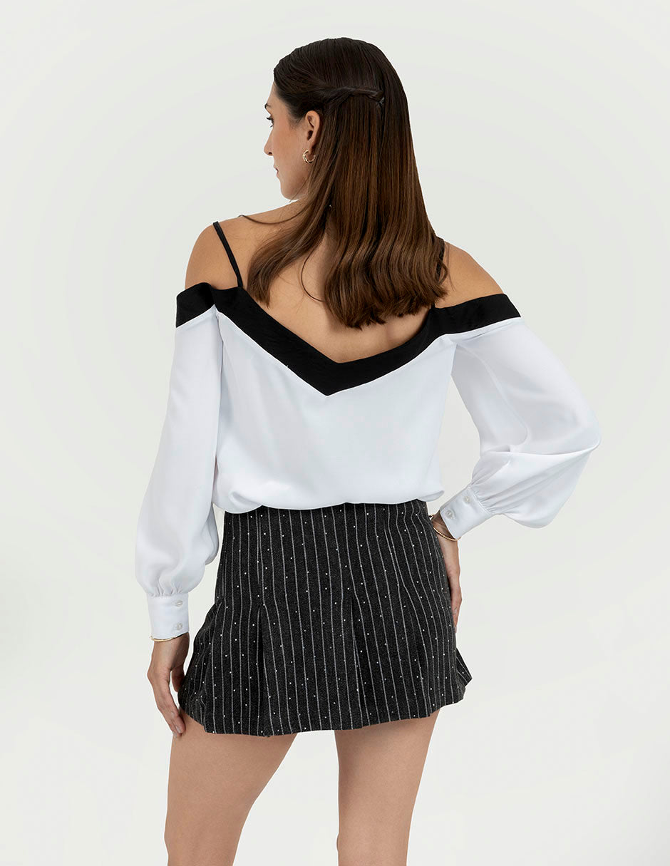Blusa de tirantes bicolor