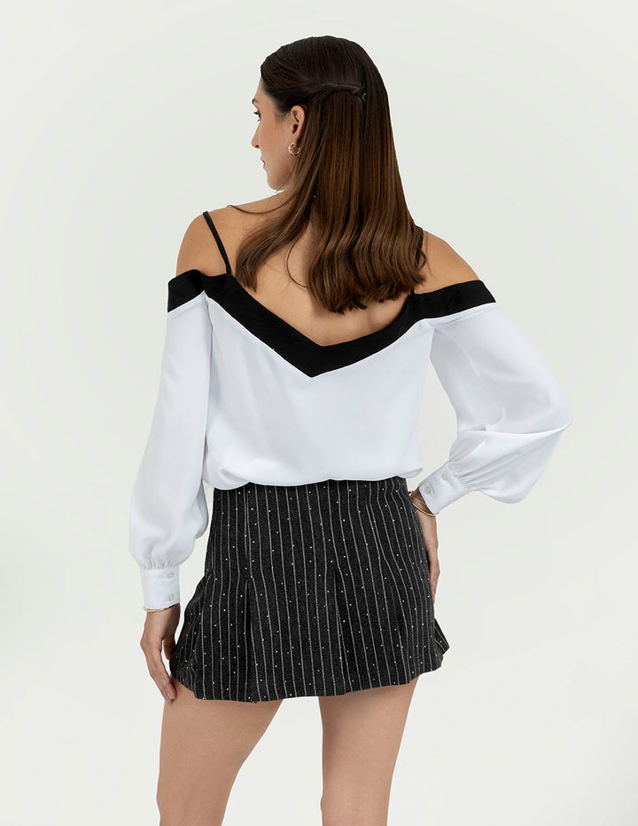 Blusa de tirantes bicolor