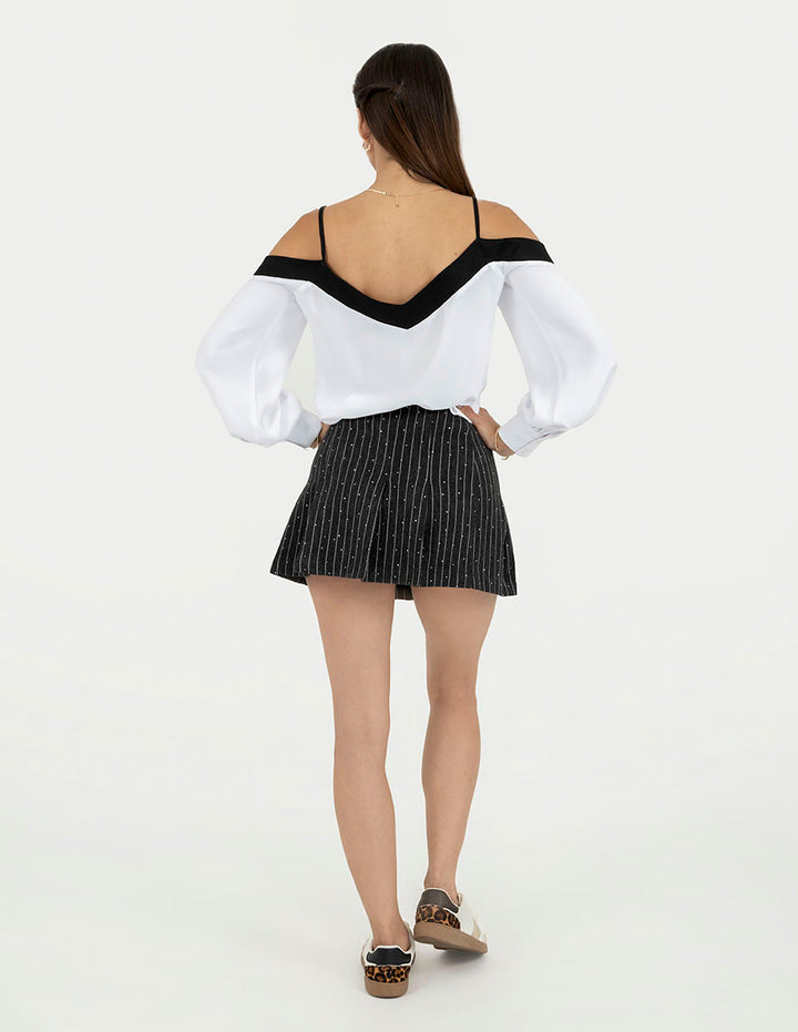 Short falda negro con brillos