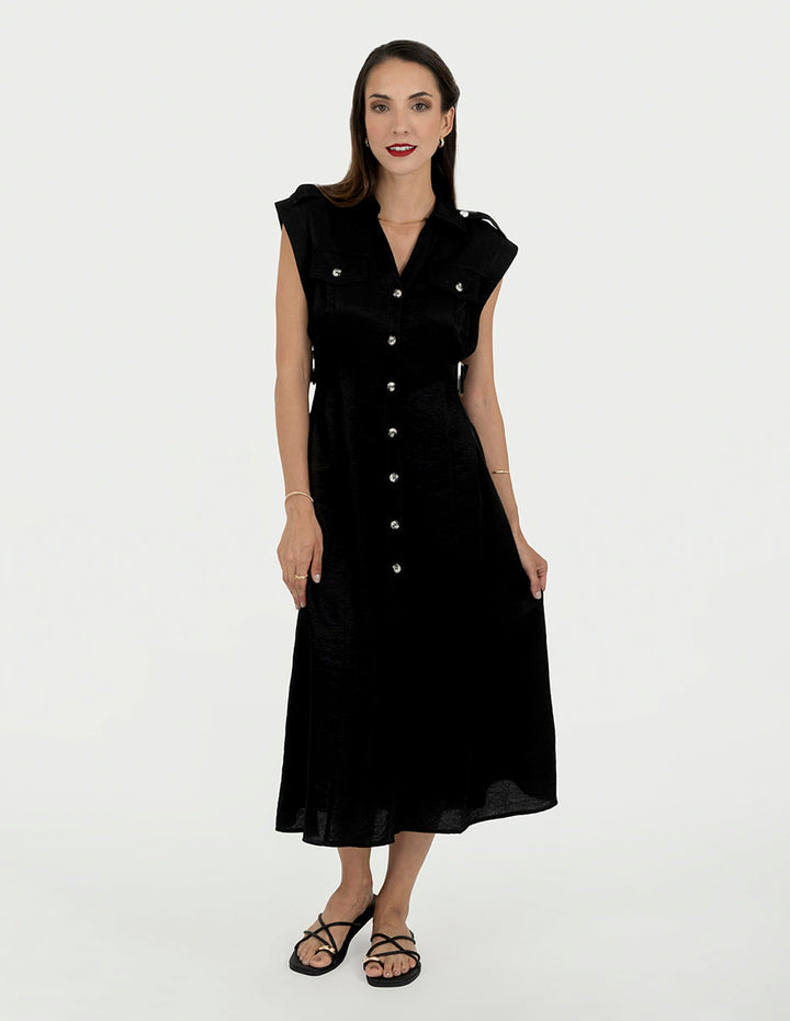 Vestido largo de manga corta (disponible en negro y verde)
