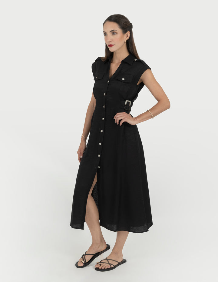Vestido largo de manga corta (disponible en negro y verde)
