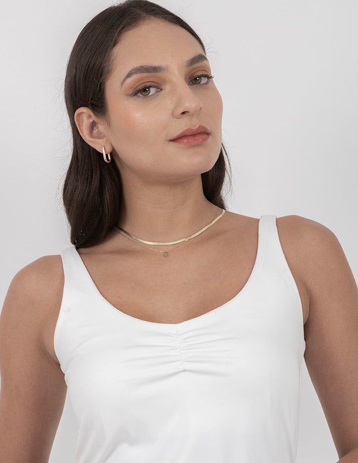 Blusa blanca básica sin mangas escote redondo