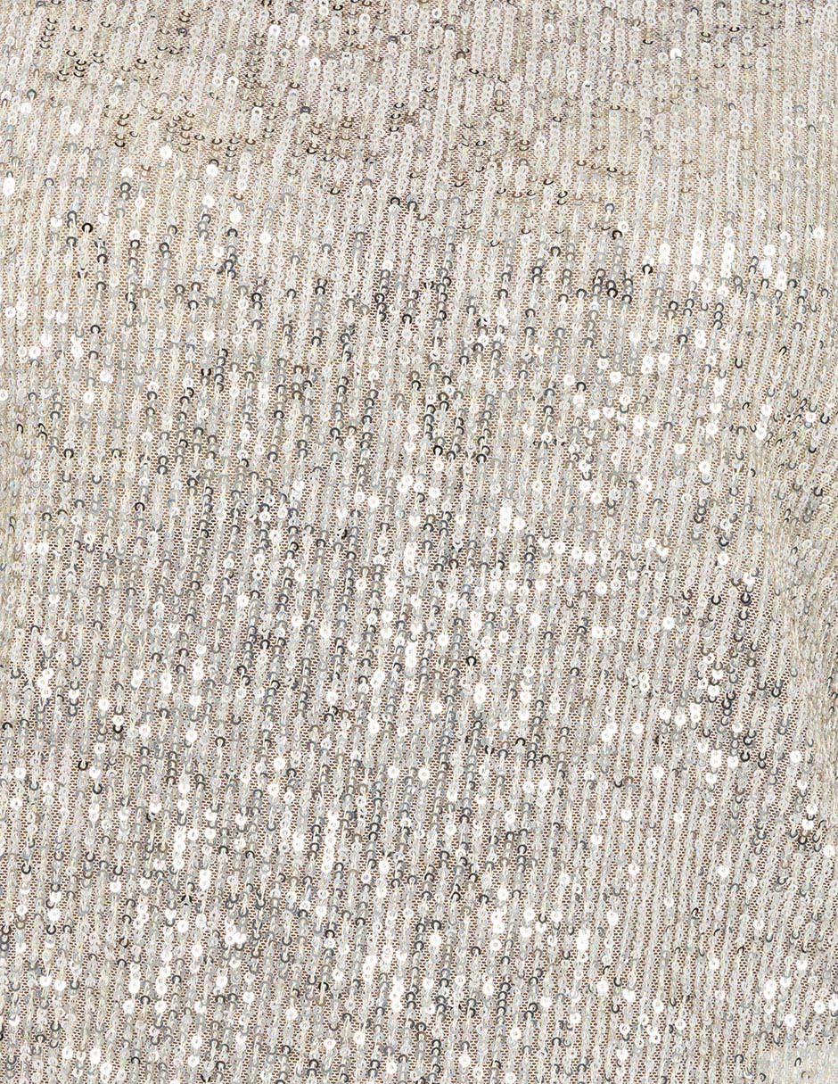 Blusa  beige de lentejuelas y manga corta