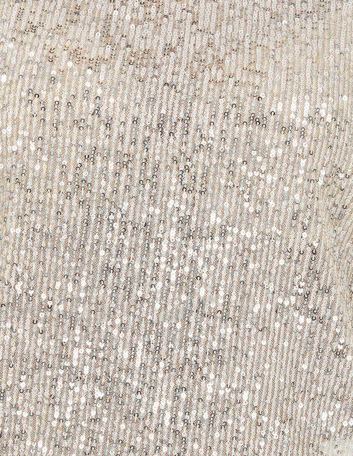 Blusa  beige de lentejuelas y manga corta