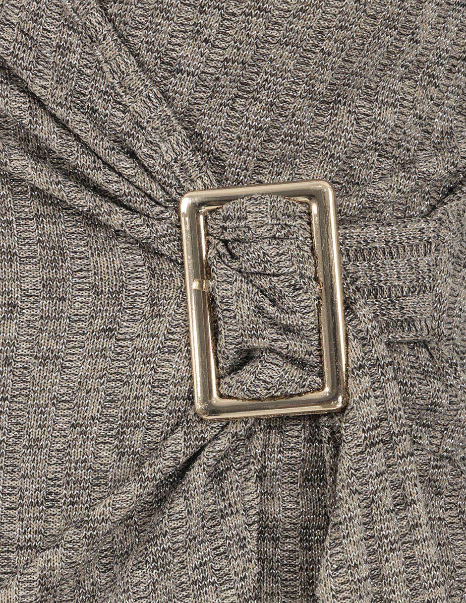 Blusa beige de lurex y manga larga
