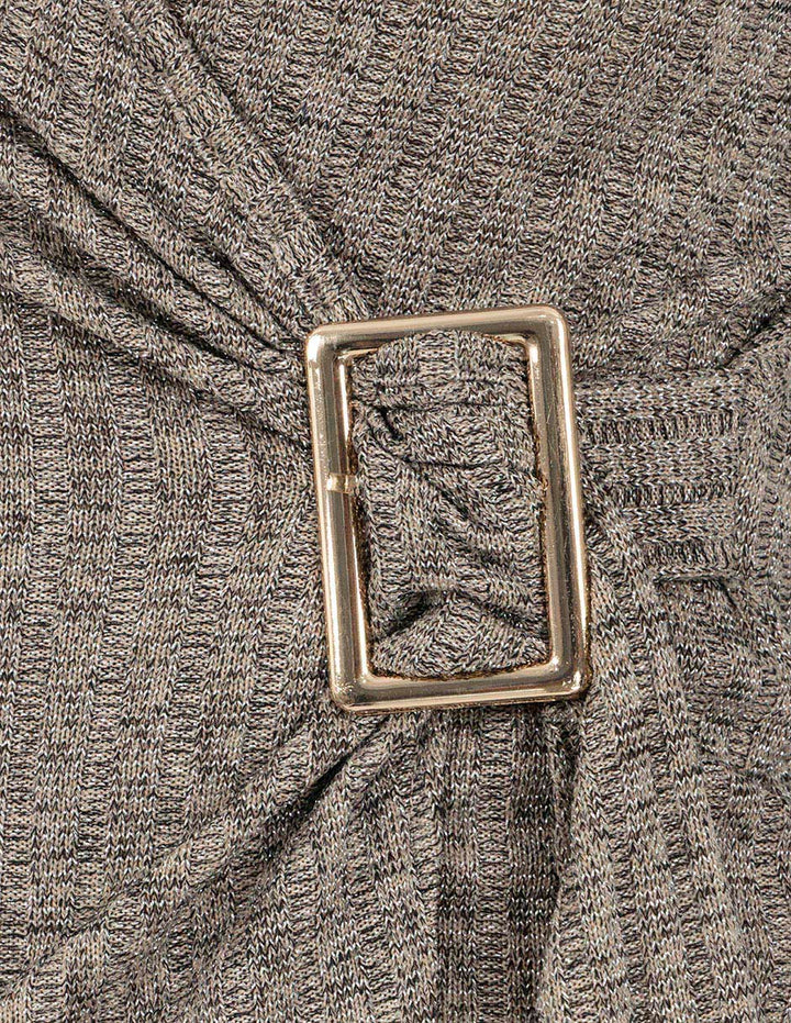 Blusa beige de lurex y manga larga