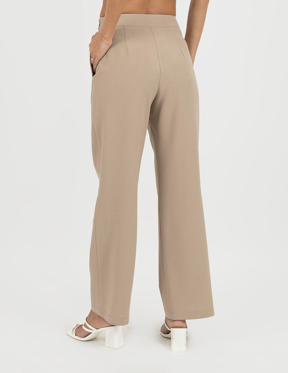 Pantalón de vestir con detella de hebilla (disponible en beige y chocolate)