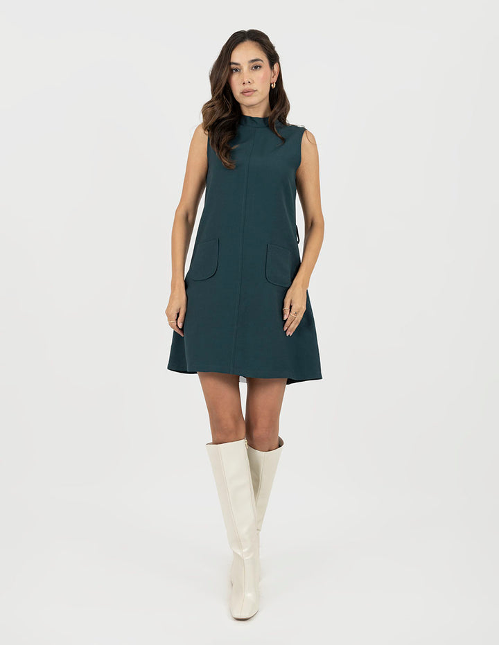 Vestido verde botella corto