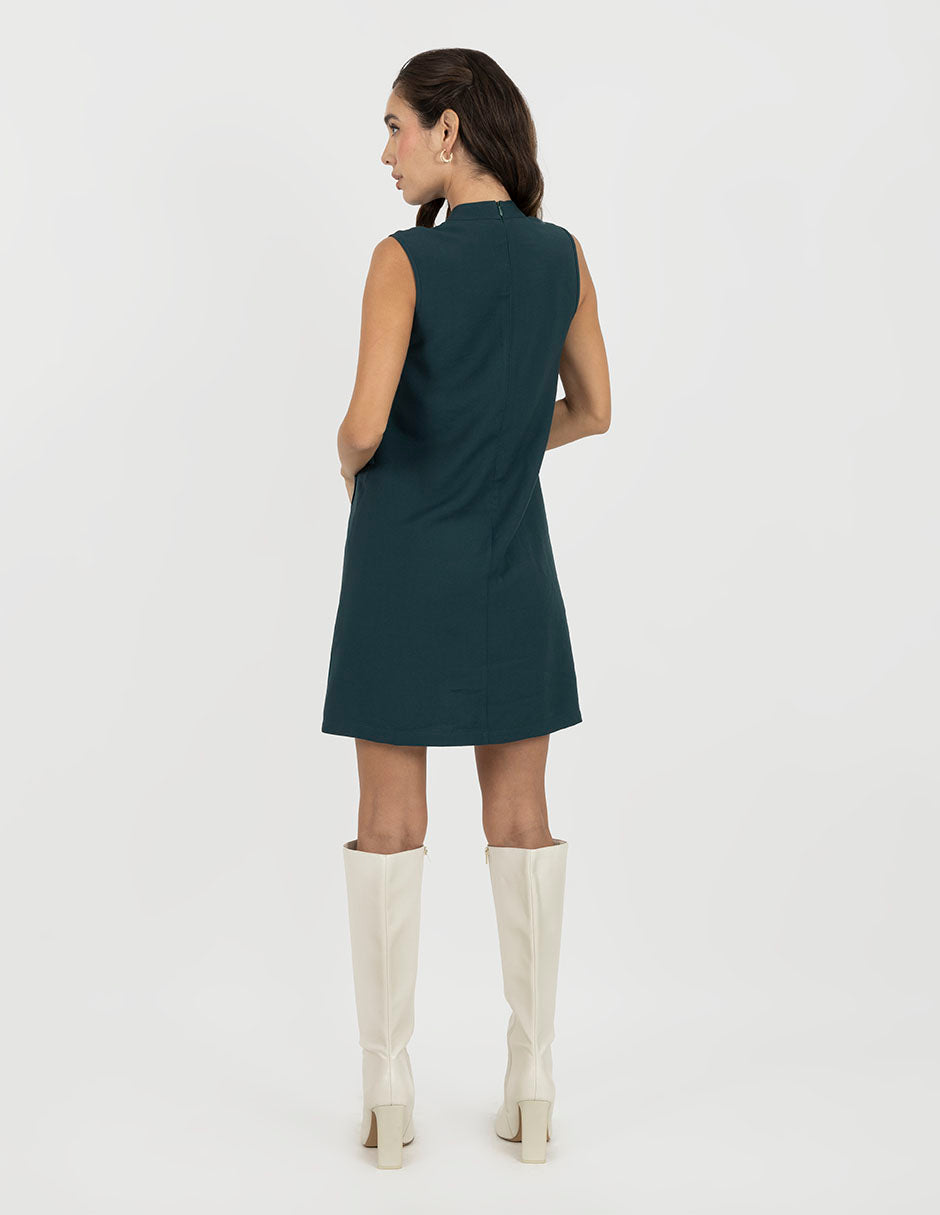 Vestido verde botella corto