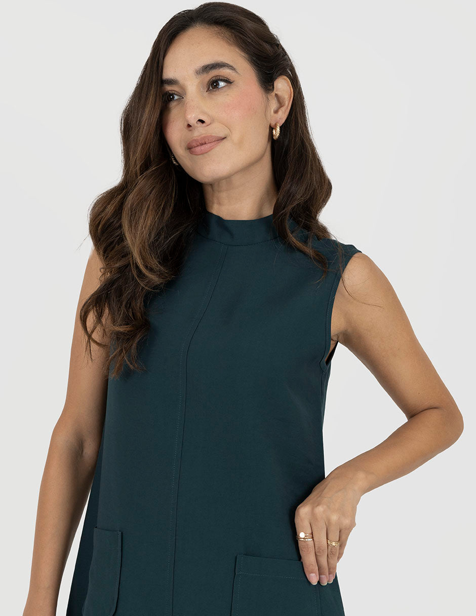 Vestido verde botella corto