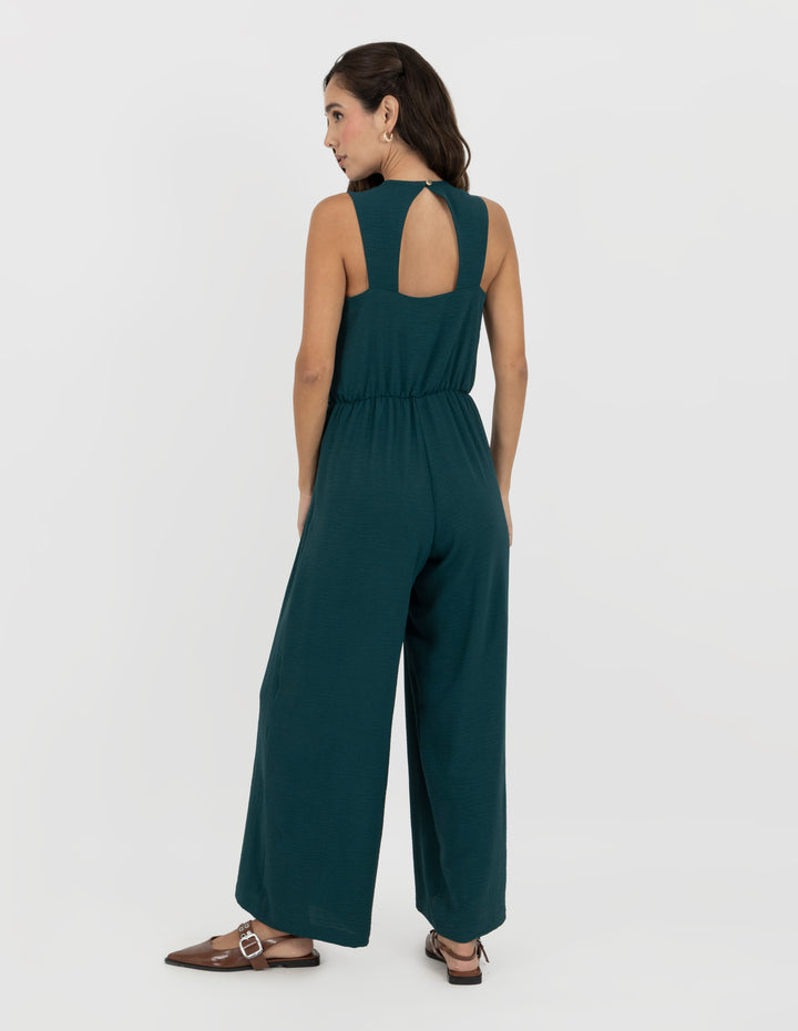 Vestido verde largo con detalle en espalda