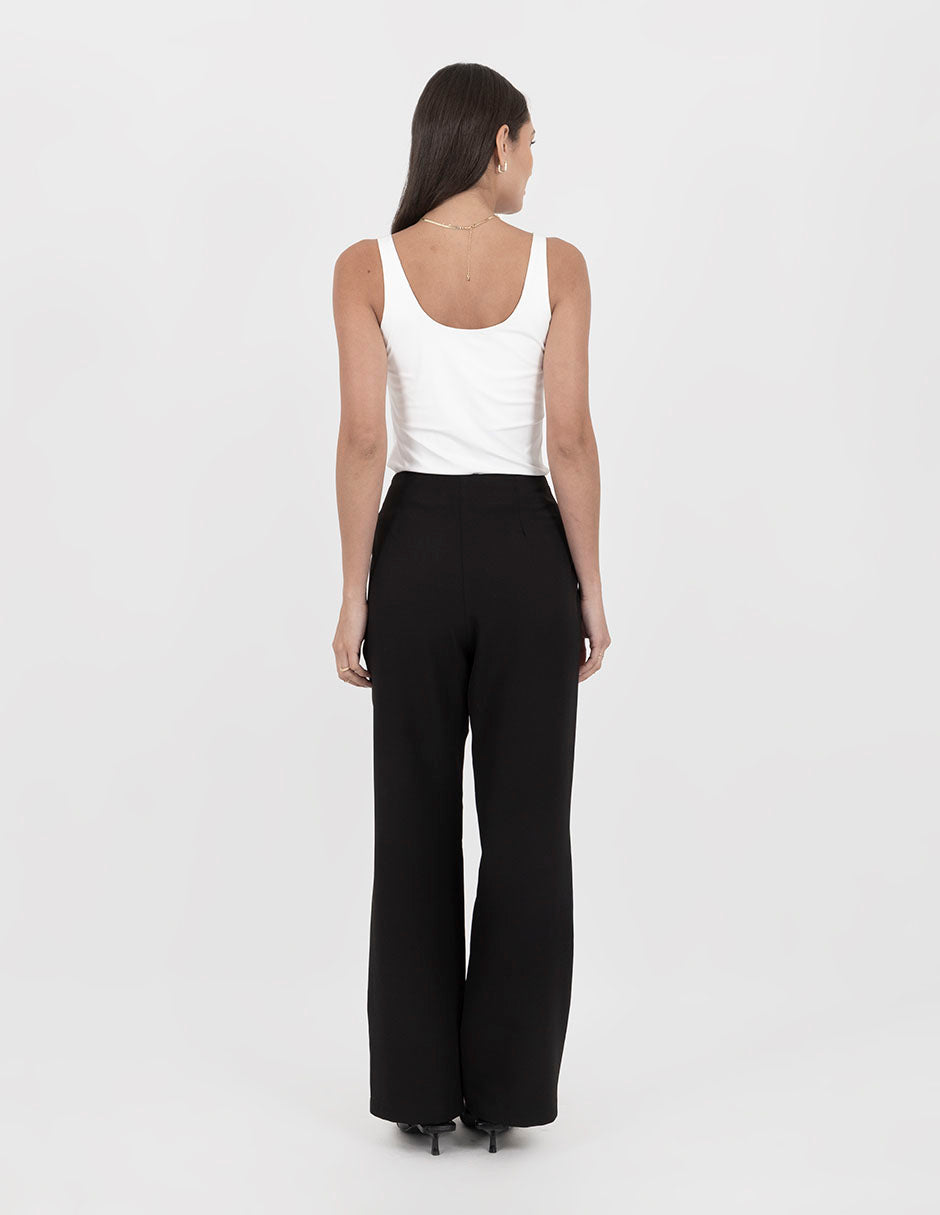 Pantalón negro de vestir con detalle en costado