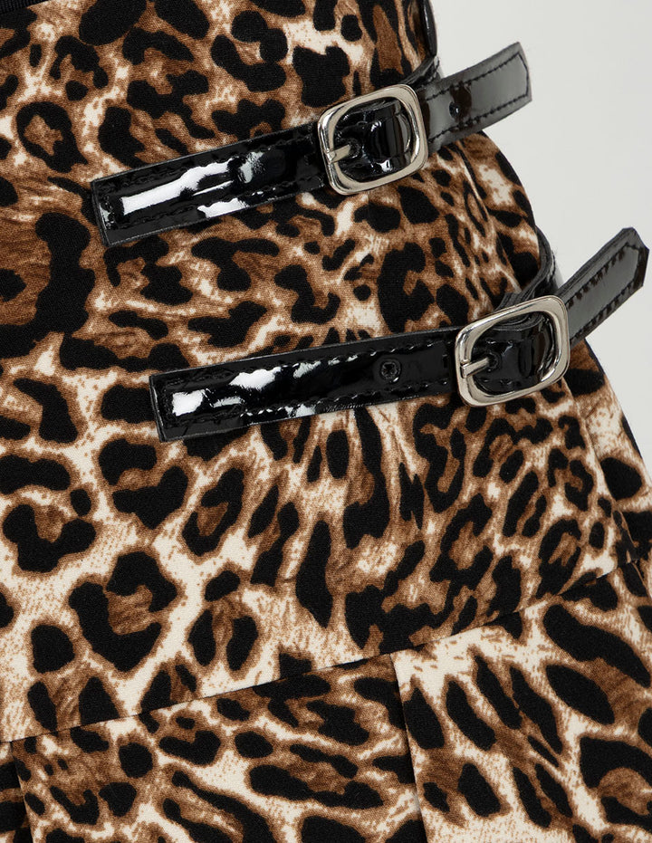 Mini falda animal print con detalle de hebilla