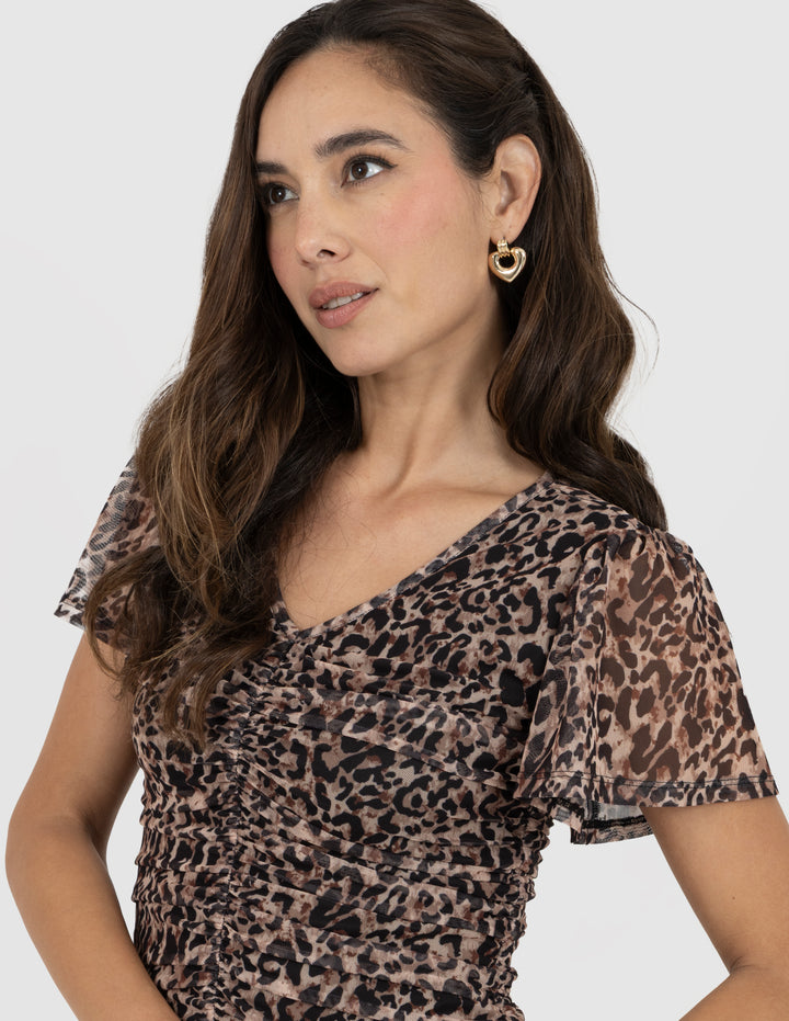 Vestido corto V animal print