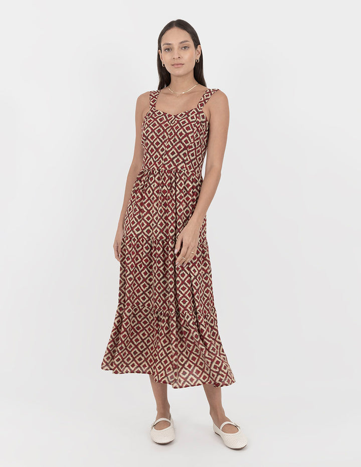 Vestido estampado largo sin mangas