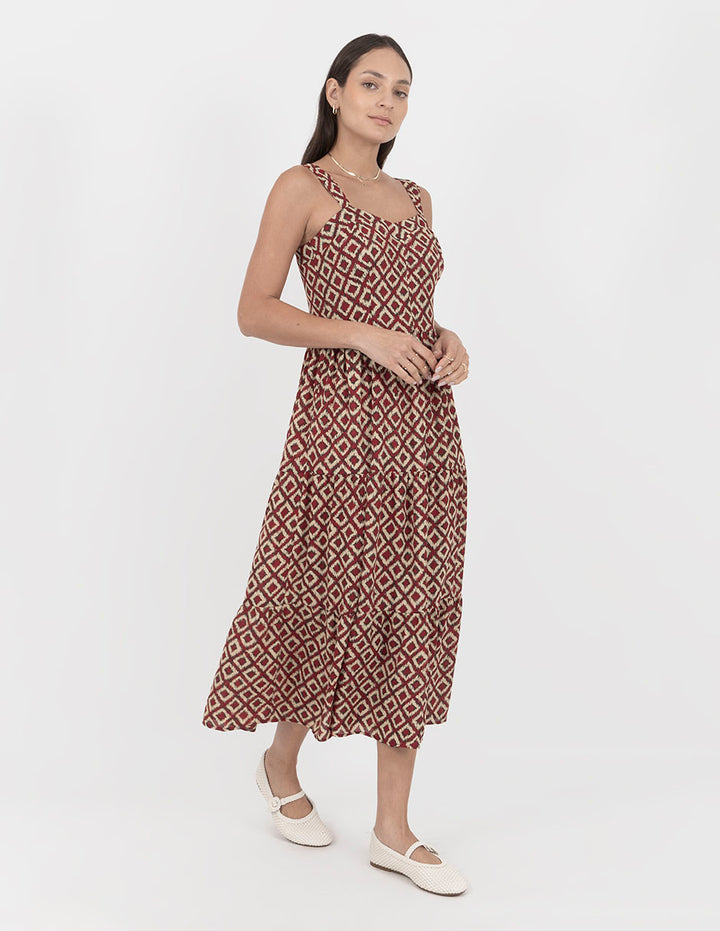 Vestido estampado largo sin mangas