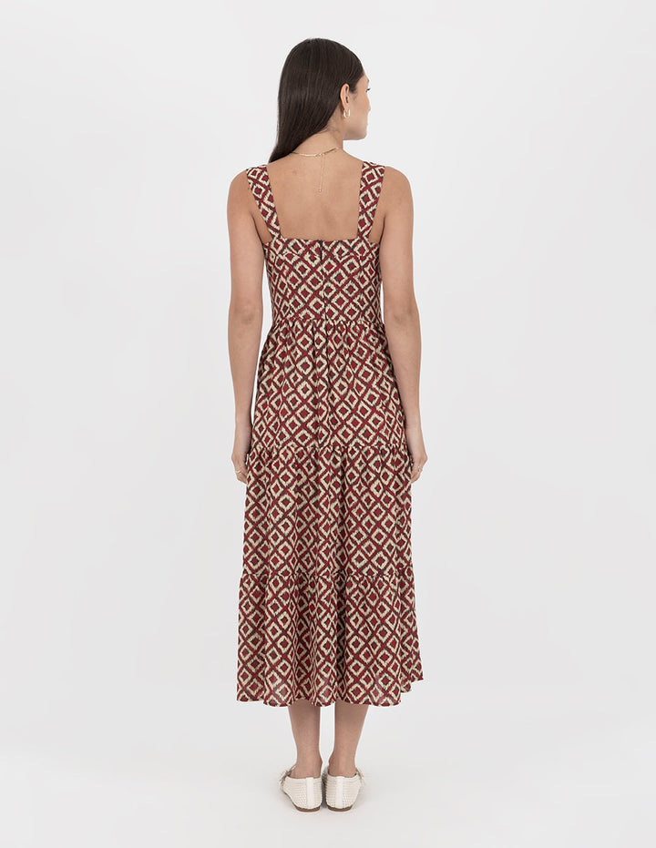 Vestido estampado largo sin mangas