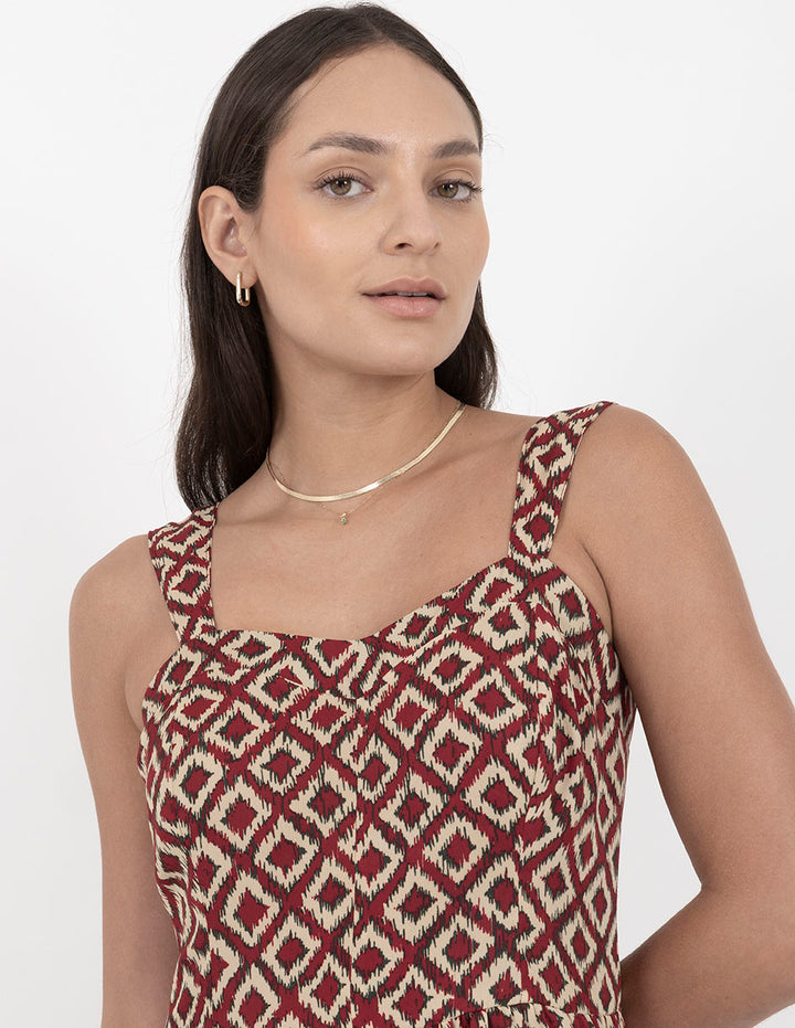 Vestido estampado largo sin mangas