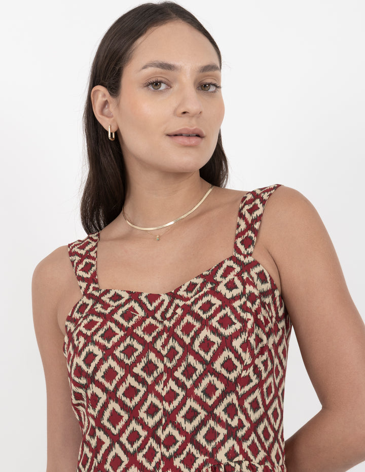 Vestido estampado largo sin mangas