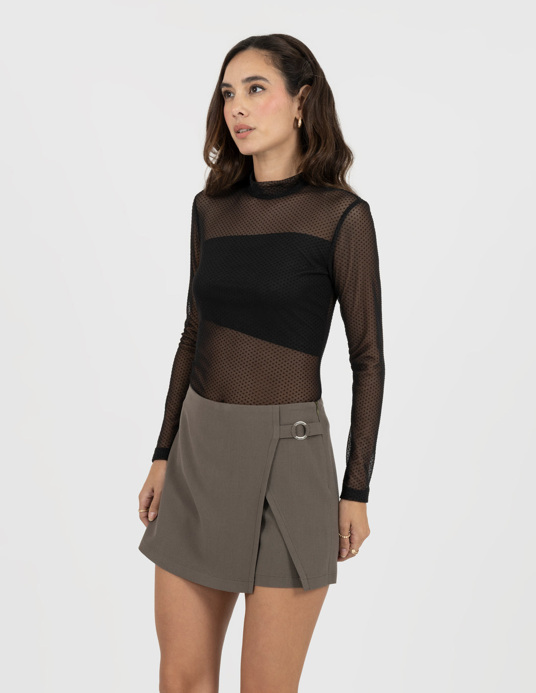 Blusa negra transparente de manga larga