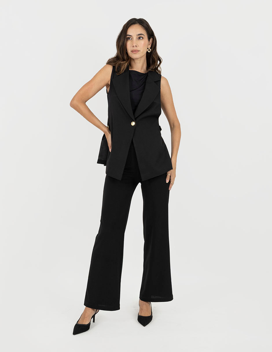 Pantalón de vestir negro con talle a la cintura