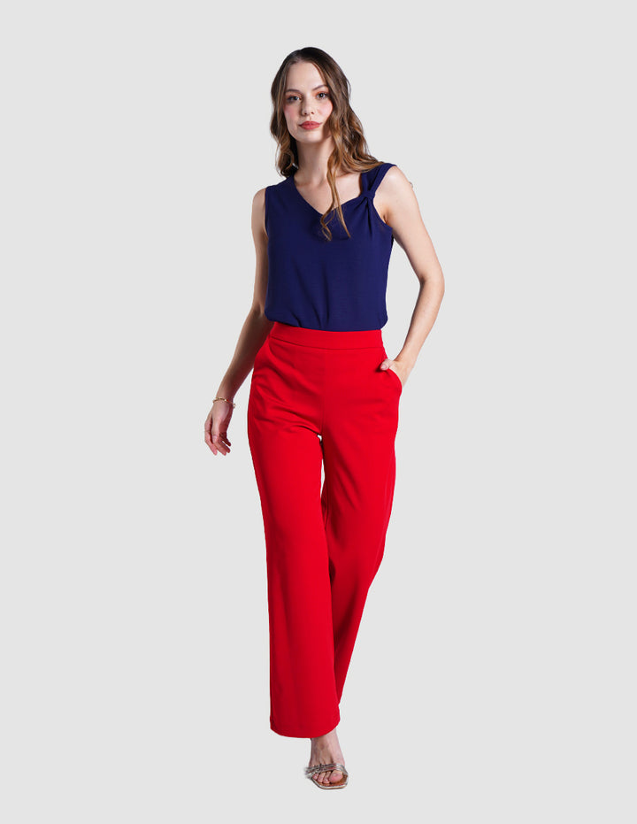 Pantalón de vestir rojo de talle alto