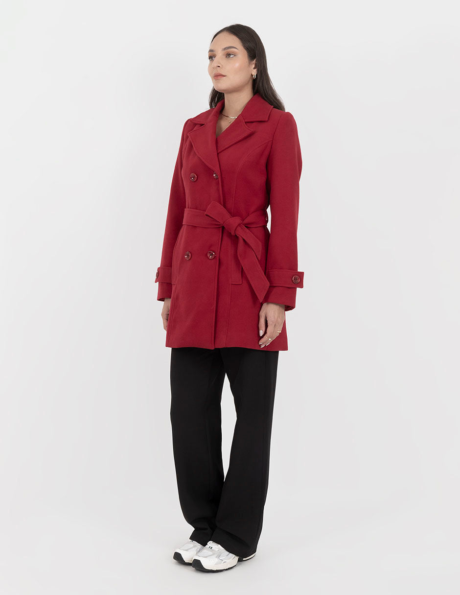 Abrigo largo con cinta para ajustar (disponible en rojo y azul)