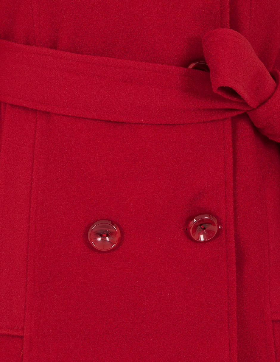 Abrigo largo con cinta para ajustar (disponible en rojo y azul)
