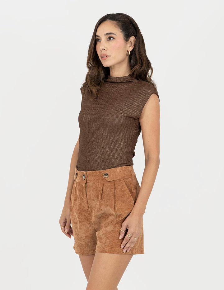 Blusa chocolate con lurex