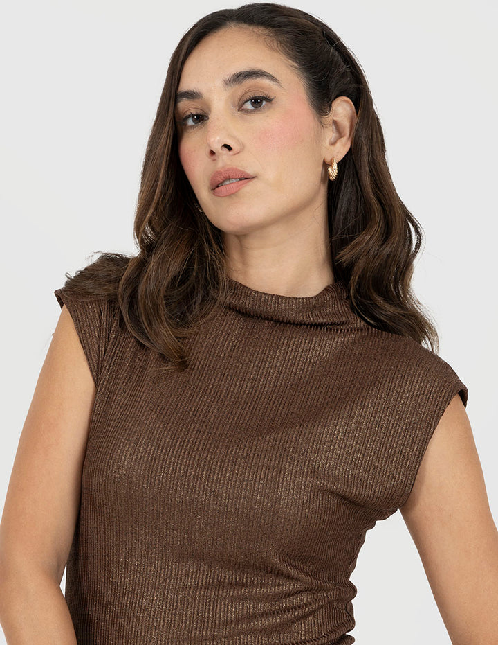 Blusa chocolate con lurex