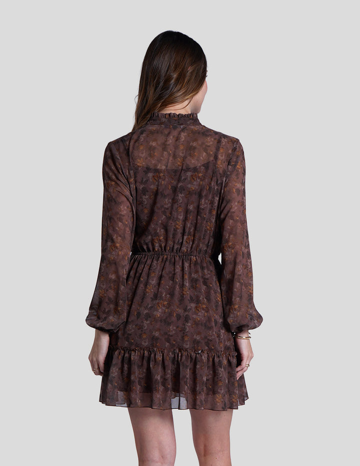 Vestido corto  café estampado