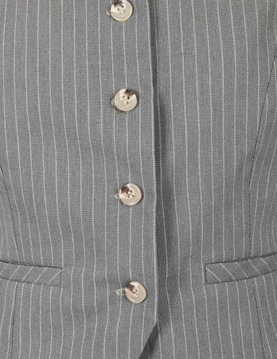 Chaleco gris de líneas y escote V (Conjunto)