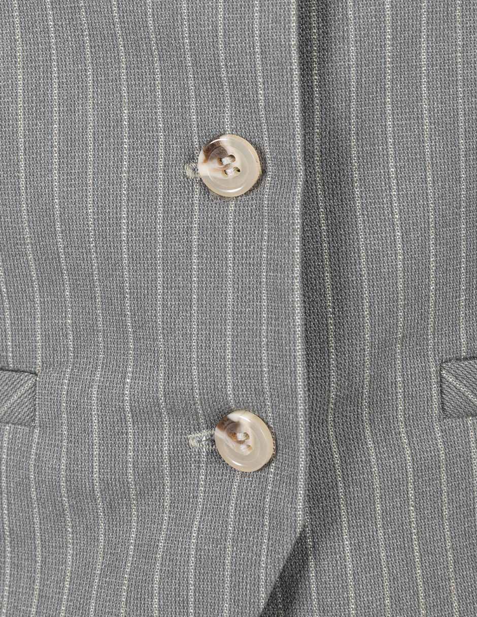 Chaleco gris de líneas y escote V (Conjunto)