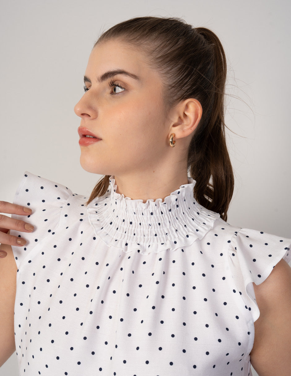 Blusa ivory con diseño de dots