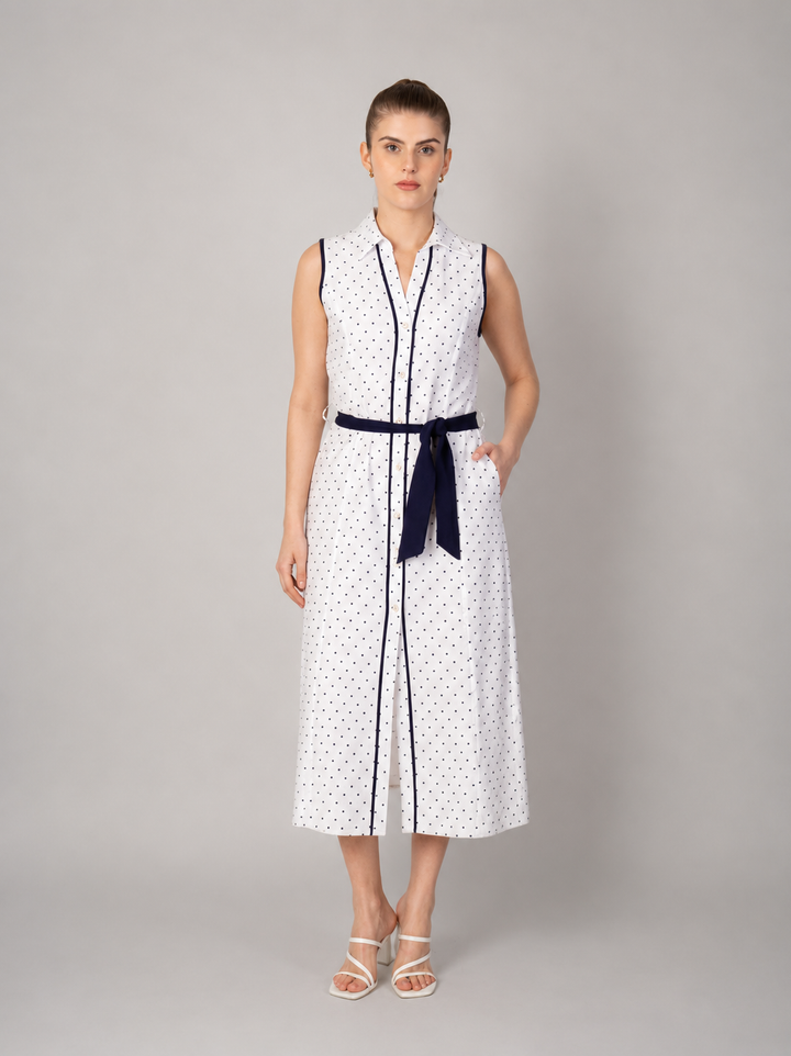 Vestido largo blanco con dots