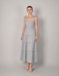 Vestido largo gris con smock